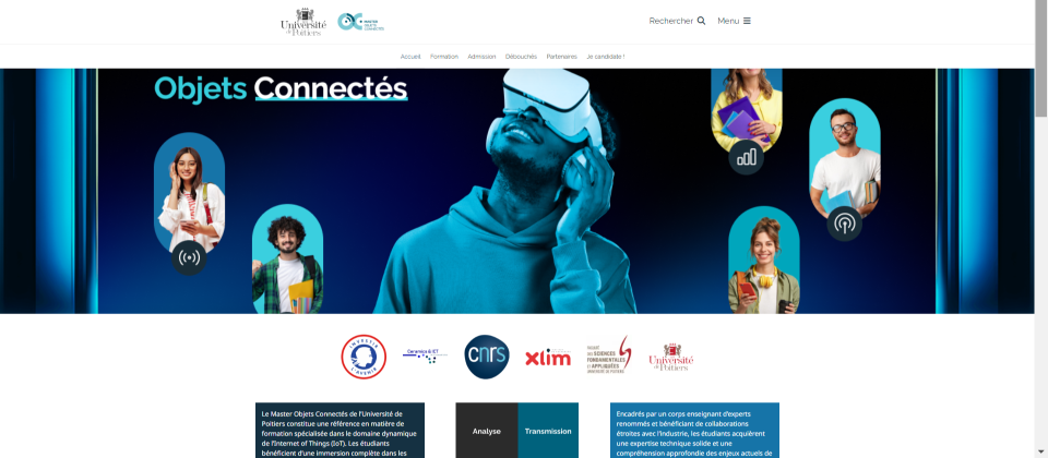 Page d'accueil du Master Objets Connectés de l'Université de Poitiers